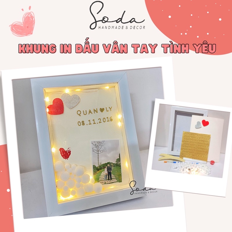 Khung in dấu vân tay tình yêu cho cặp đôi/bạn bè/người thân