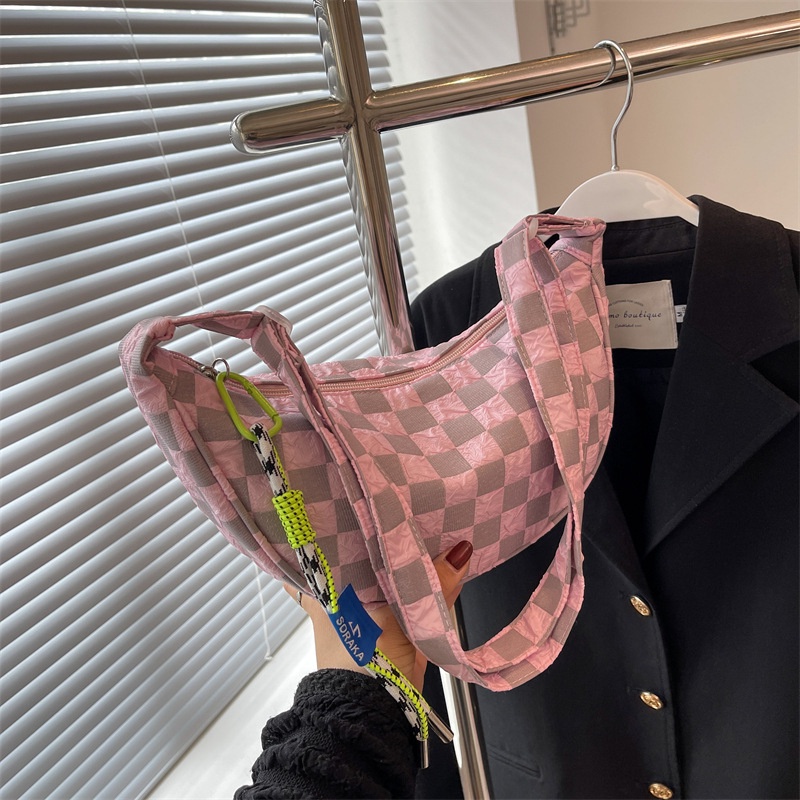 Túi Xách Vải Canvas Họa Tiết Caro Thời Trang Mùa Hè Cho Nữ