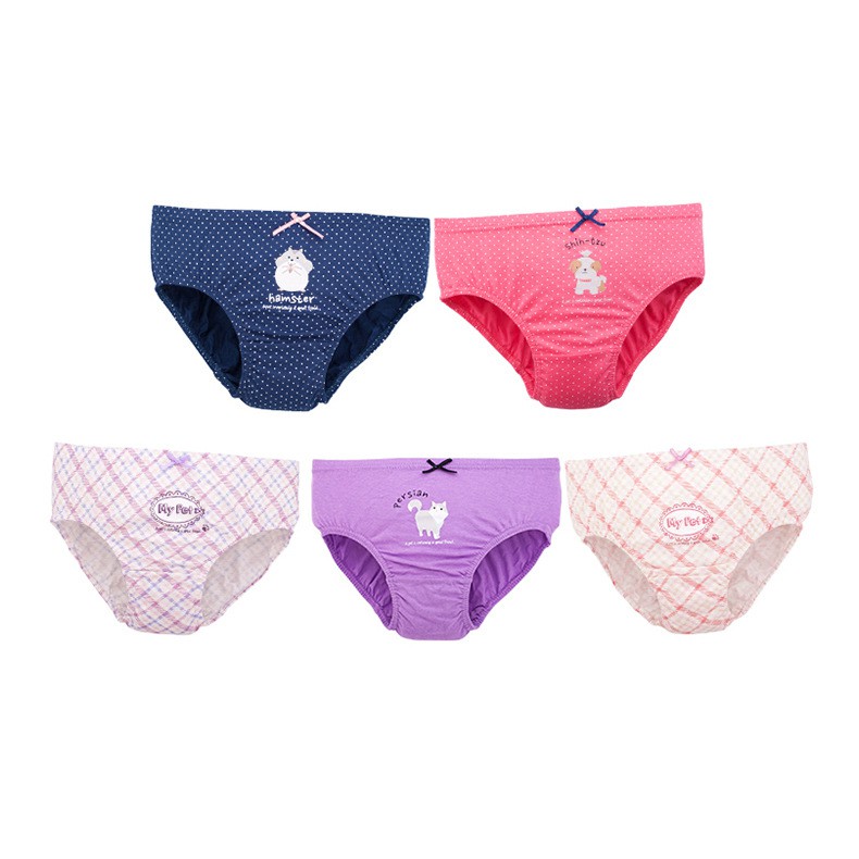 Set 5 quần lót bé gái Hàn Quốc 100% vải cotton thoáng mát, an toàn cho sức khỏe của bé mẫu My Pet Thú Cưng