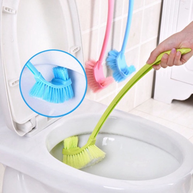 Bàn chải cán dài cọ vệ sinh bồn cầu 2 đầu đa năng đế đứng sợi cước toilet KABA