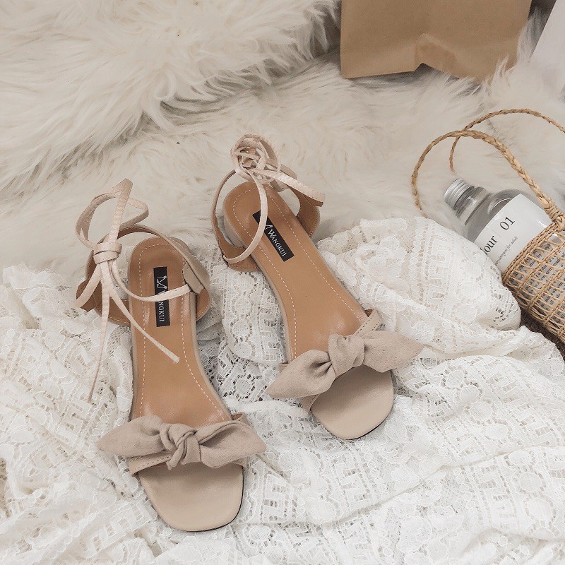 (2 MÀU) DÉP XĂNG ĐAN SANDAL NỮ HỞ MŨI QUAI BUỘC DÂY