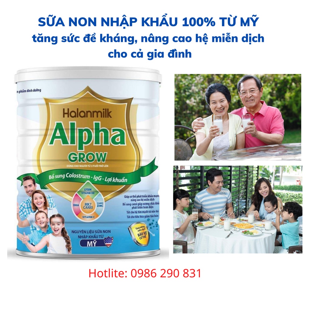 3lon Sữa non Alphagrow bổ sung dinh dưỡng, nâng cao hệ miễn dịch, bổ sung lợi khuẩn tốt cho hệ tiêu hóa, hàm lượng canxi