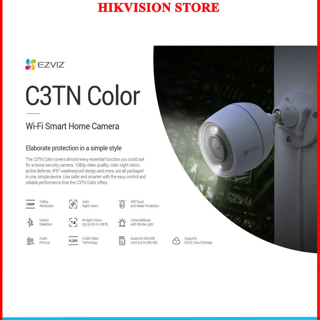 Camera Wifi EZVIZ ngoài trời C8W/C8C/C3TN - Siêu nét 4MP/2MP Mắt kép xoay 360 - Hàng chính hãng