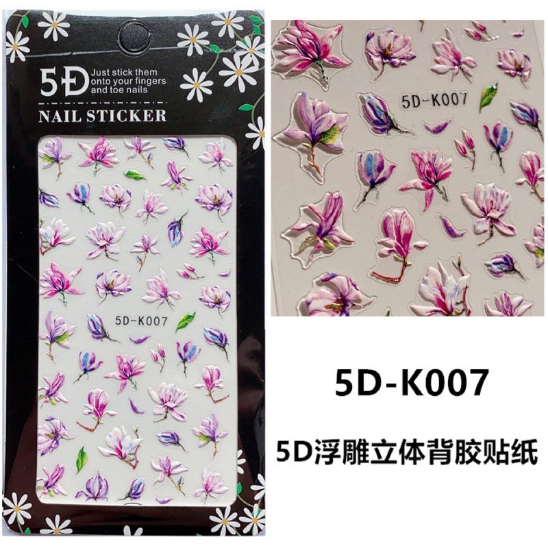 sticker 5d hoa nổi dán móng tay nail mẫu mới nhất
