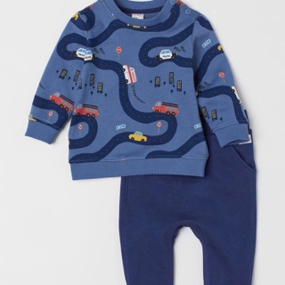 Set h&m bé trai chất nỉ da cá
