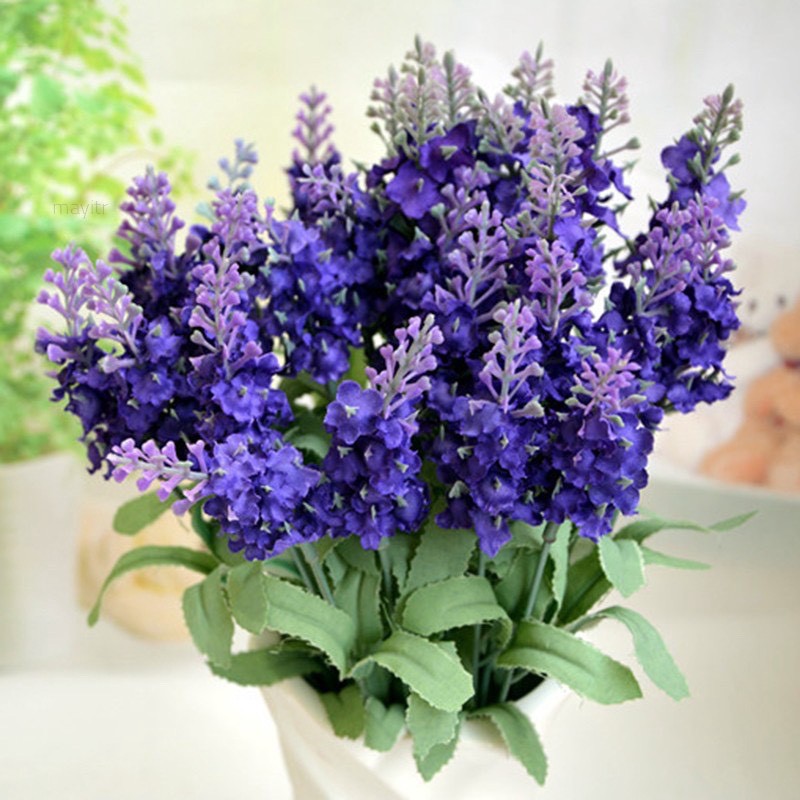 NHÁNH HOA LAVENDER 3 MÀU HOA GIẢ bằng lụa ĐẸP-decor trang trí nhà cửa, quán cafe, để bàn