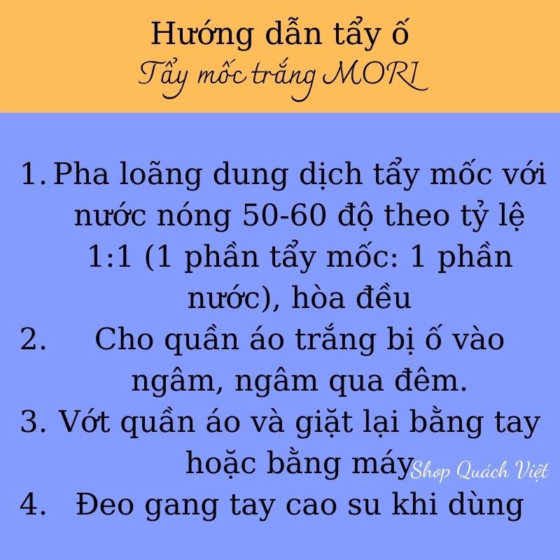 Tẩy mốc quần áo trắng MORI - ĐÁNH BAY MỐC TRÊN QUẦN ÁO TRẮNG