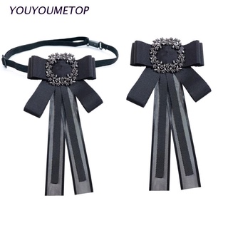 Nơ cài cổ áo đính đá phong cách hàn quốc cho nữ