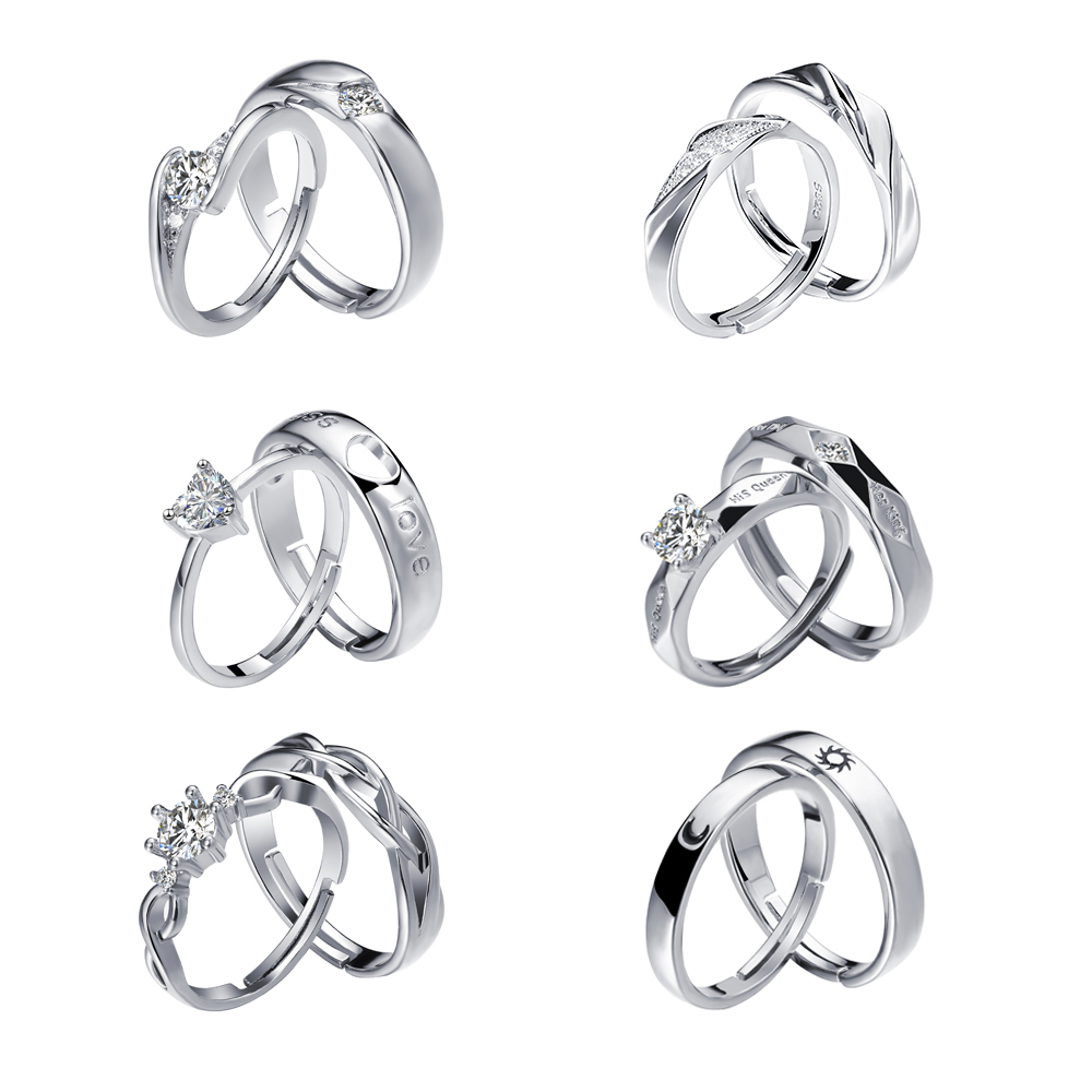 2 Nhẫn đính đá phong cách thời trang Hàn Quốc dành cho các cặp đôi