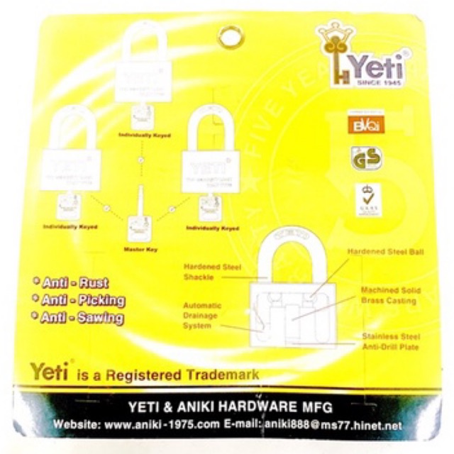 Bộ 2 ổ khoá Masterkey chìa chủ YETI 6 phân