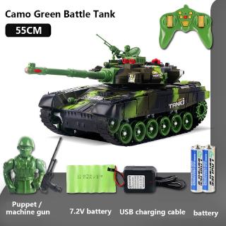 Super 55cm remote control tank charging battle can launch cross-country tracked remote control car boy toy