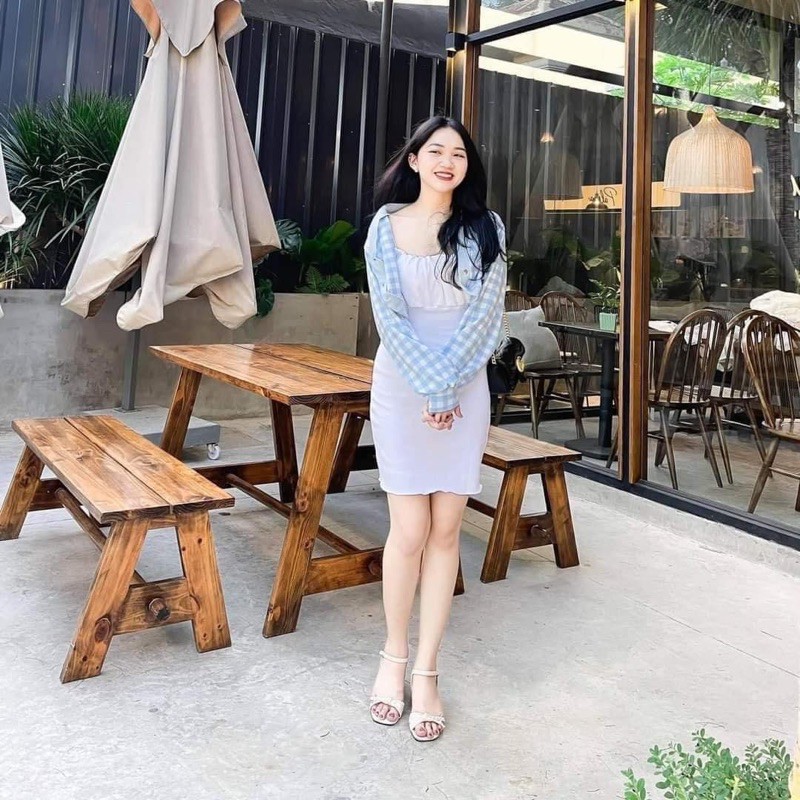 Sét Váy Ulzzang Áo kẻ kèm chân váy kẻ BbR đen Hàn Quốc, Sét Váy Nữ,(Ảnh Thật)