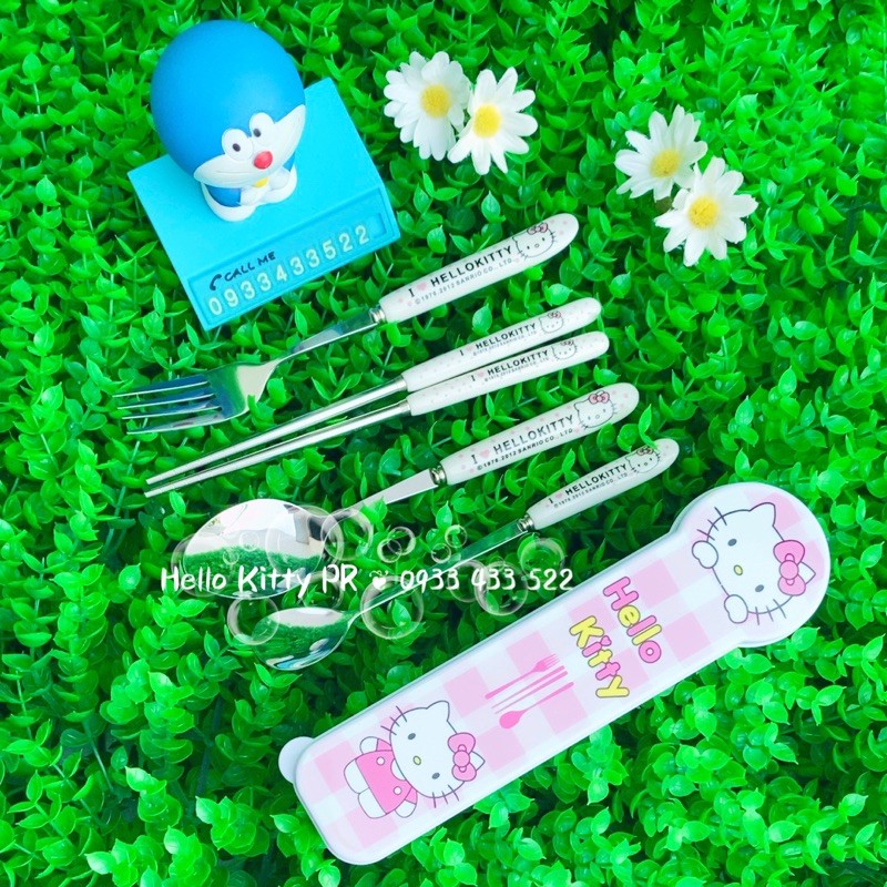 Set hộp đũa+muỗng+nĩa inox HELLO KITTY - DORAEMON