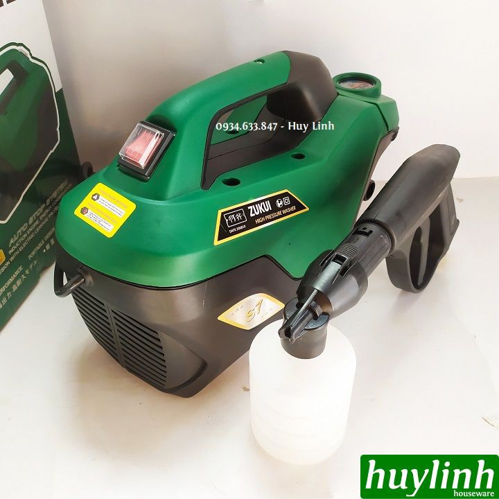 Máy rửa xe mini, gia đình có chỉnh áp lực Zukui S7 công suất mạnh 2800W - tưới cây - Vòi xịt 15 mét - Tặng béc máy lạnh