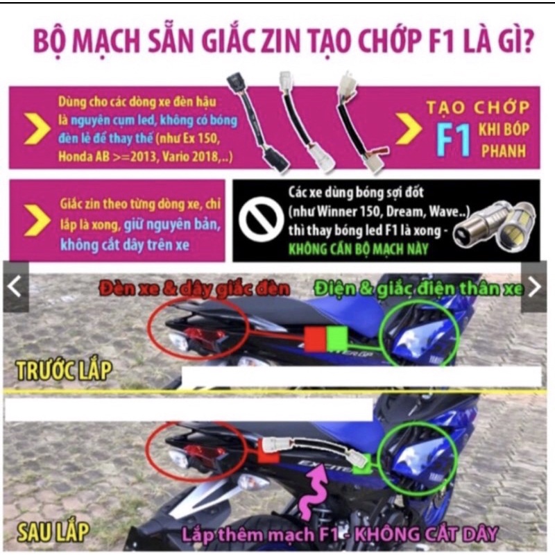 Mạch Stop F1 Gắn Vario 2018/2021 Gắn Như Zin 8 Chế Độ Sáng