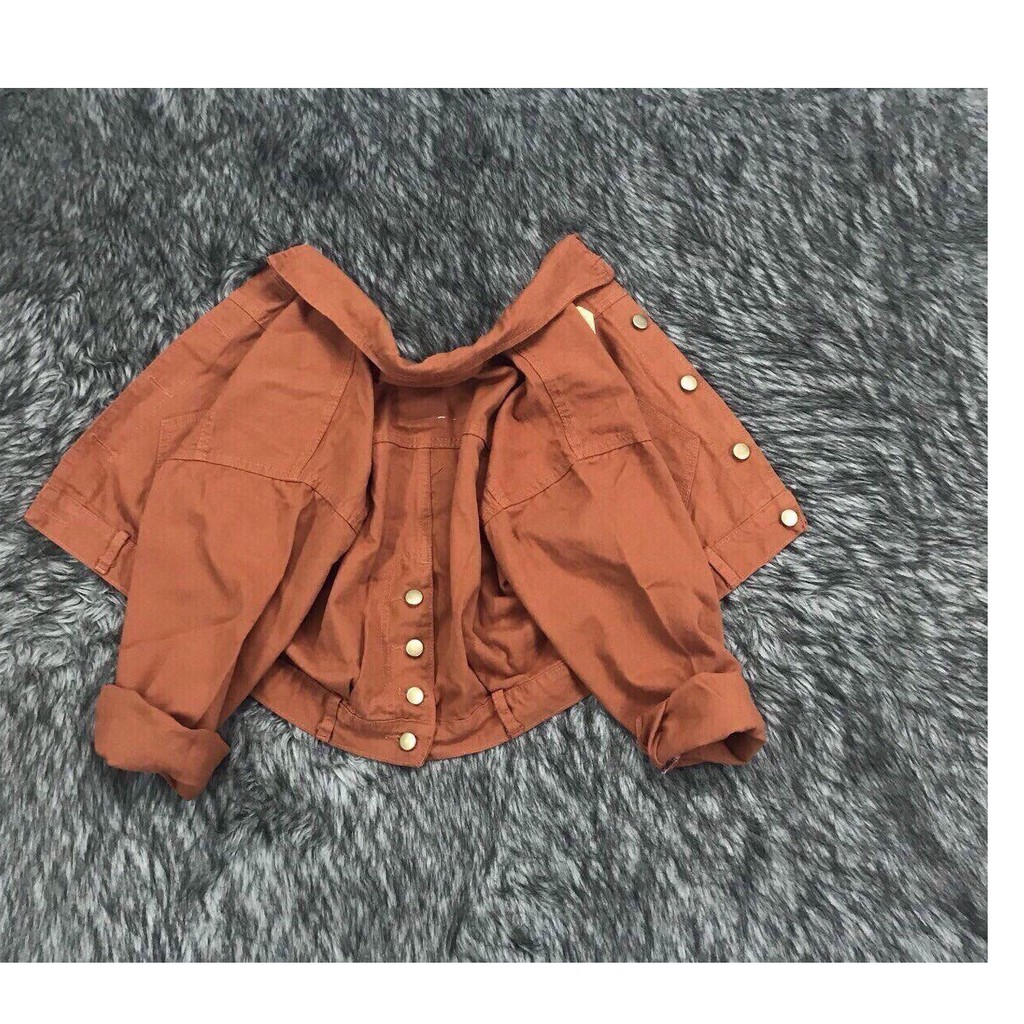 ÁO KHOÁC JEAN NỮ PHỐI CÚC SAU LƯNG THỜI TRANG MÀU CAM 3309