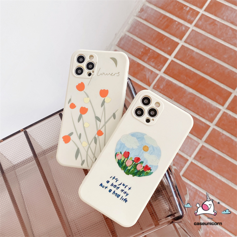 iPhone Case IPhone 6 6s 7 8 Plus iPhone 11 12 Pro Max X XR XS MAX SE 2020 Ins Vintage Flowers Soft TPU Case Retro Square Straight Cube Back Cover