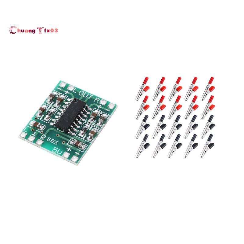 1x PAM8403 Audio ule USB DC 5V Class D Digital Amplifier Amplifier Board LCD & 20 Pieces 45 mm Plastic Handle Metal Alligator Clips (Black and Red)