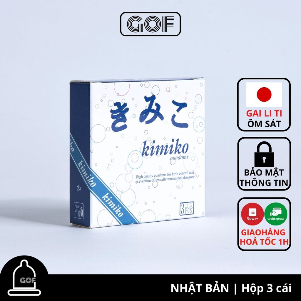 Bao cao su mỏng Kimiko gai li ti Nhật Bản Hộp 3C - Chính Hãng - GoF Store