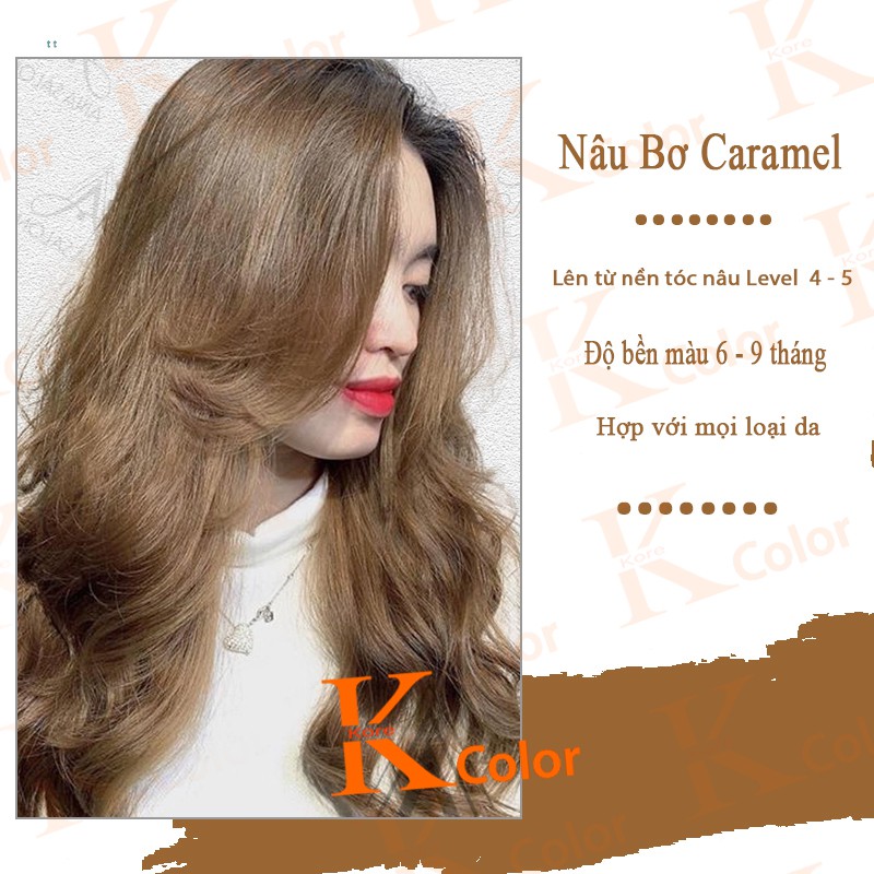 Thuốc nhuộm tóc Nâu Bơ Nâu Caramel không tẩy sử dụng tại nhà nhiều thảo dược giá rẻ Kcolor