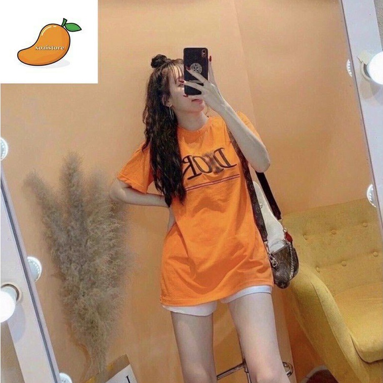 Áo Phông Nữ DIO Màu Cam Form Rộng Chất Cotton 100% Mềm Mại Dáng Đẹp