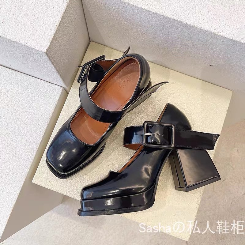 N32 LOẠI 1 SẴN   Guốc | Giày cao gót da bóng độn đế 10 phân hot 2022 COÁ ẢNH THẬT