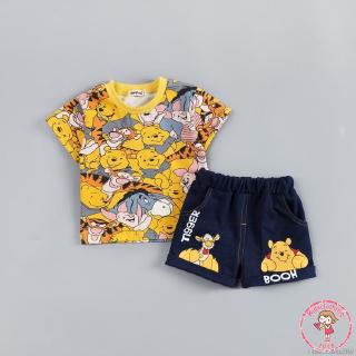 Set áo thun ngắn tay + Quần short họa tiết hoạt hình cho bé trai