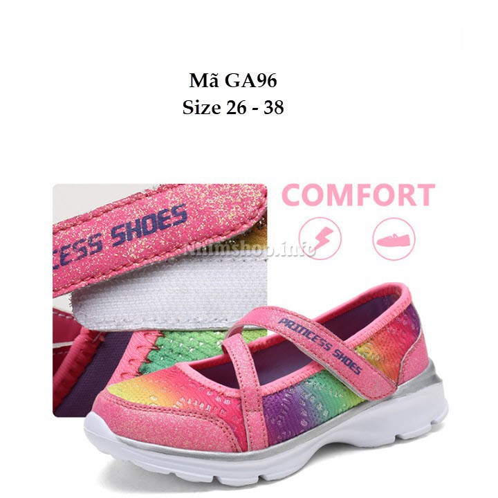 Giày búp bê bé gái slip on vải đế Eva siêu nhẹ hồng nhiều màu duyên dáng công chúa cho bé 3 đến 12 tuổi GA96