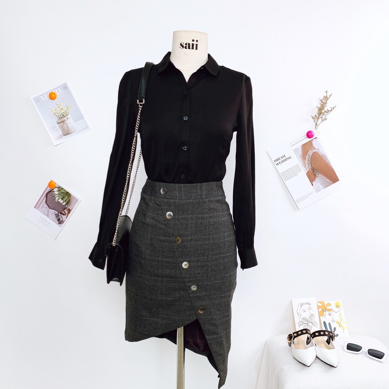 Áo Sơ Mi Nữ 🍀 FREESHIP 🍀 Áo Sơ Mi Basic Hàng Thiết Kế AO211 | BigBuy360 - bigbuy360.vn