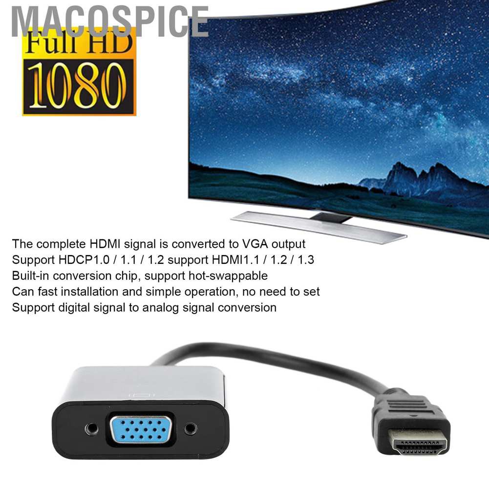 4 Cáp Chuyển Đổi Từ Macospice Từ Hdmi Sang Vga Cho Laptop Dvd Ps3 / X360 Box 1080p