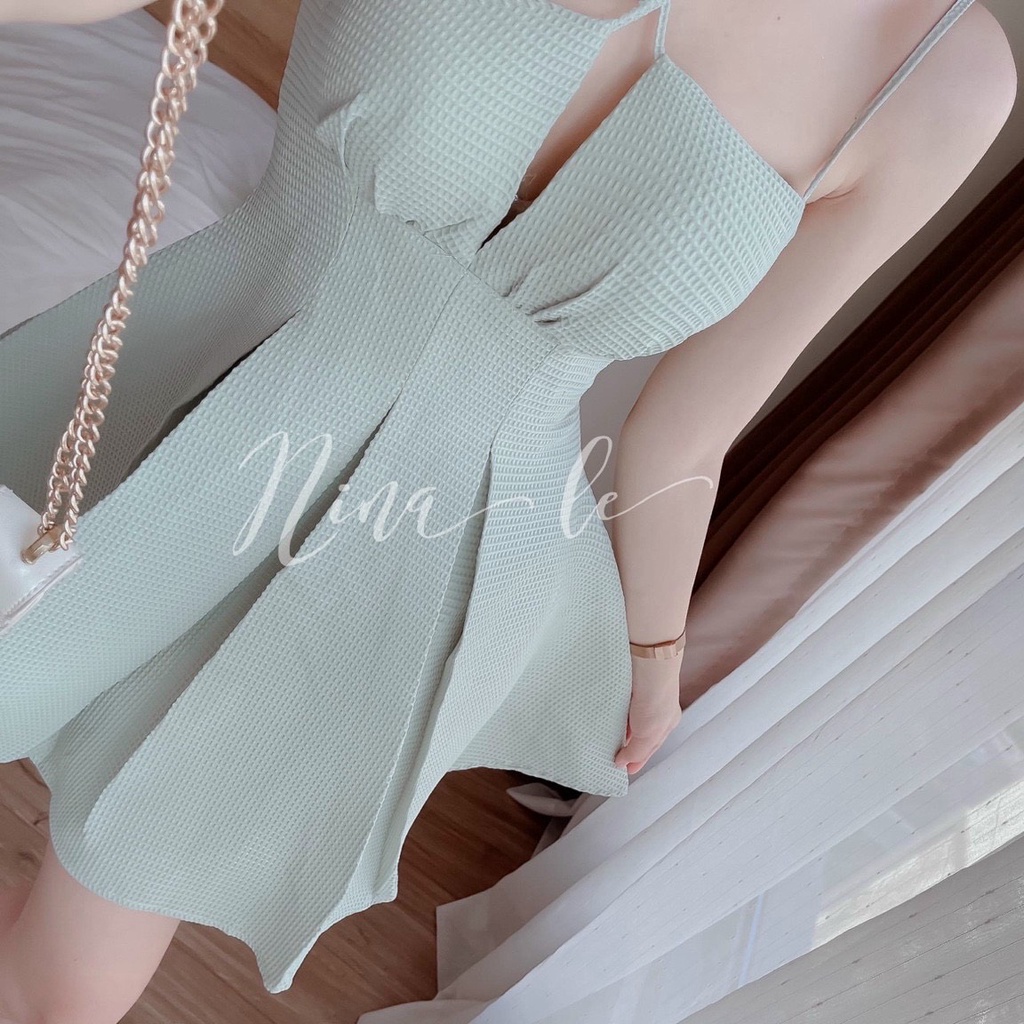 [Sales FreeShip] Đầm Xốp Thái Ô Vuông Hàng Quảng Châu - Đầm Xốp Thái 2 Dây Có Mút - Đầm Mặc Được 2 Kiểu