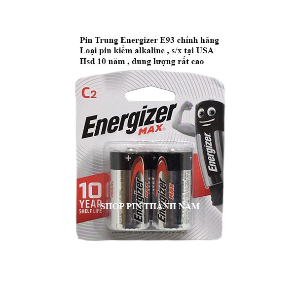 Pin Trung Energizer E93 vỉ 2 viên chính hãng dung lượng cao