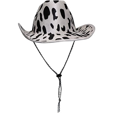 Mũ Cao Bồi Màu Trắng/Đen In Hình Bò Sữa Cho Nam Và Nữ