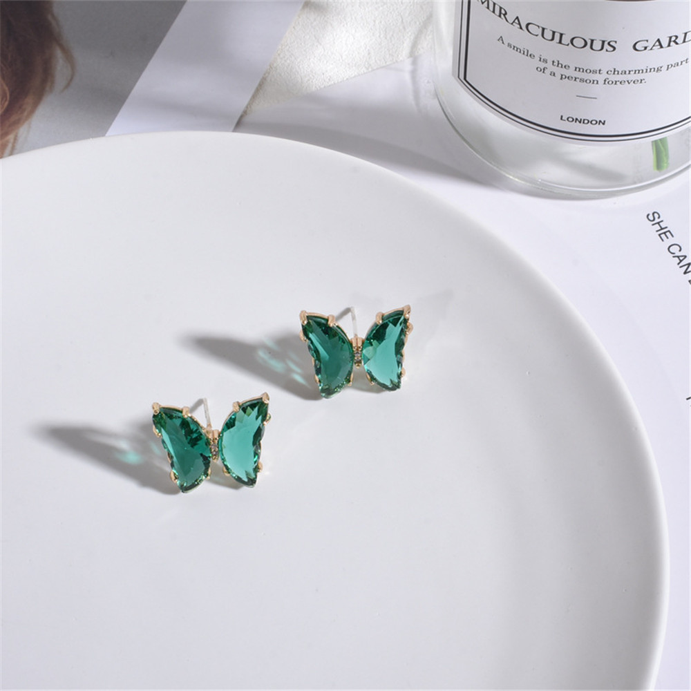 Đôi Bông Tai/Dây Chuyền/Nhẫn Mặt Hình Bướm Đính Đá Pha Lê Nhân Tạo Thời Trang Cho Nữ