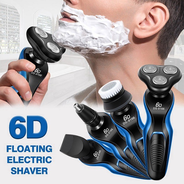 Máy cạo râu 3 đầu 6D Shaver DS-9166 có 3 lưỡi kép mài tự động