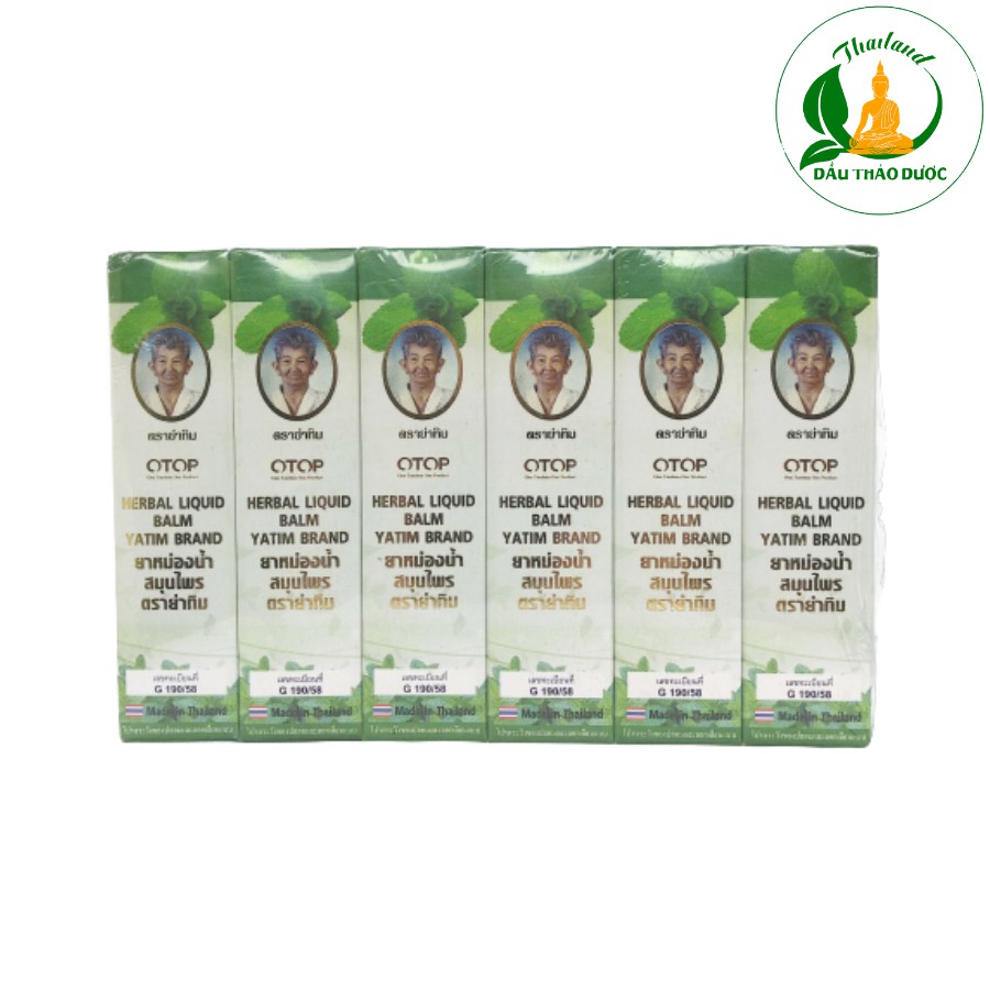 [Combo 1 Lốc 12 Chai] Dầu Gió 16 Loại Thảo Dược Thái Lan thiết kế đầu lăn (Herbal Liquid Balm Yatim Brand)