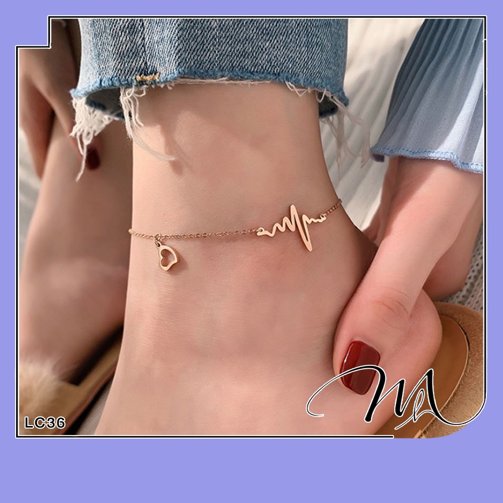 Lắc chân Titan không đen phối hình nhịp tim độc đáo - Măng’s House LC36