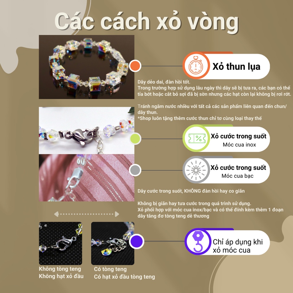 Vòng tay pha lê Swarovski bánh cam 6ly/8 ly