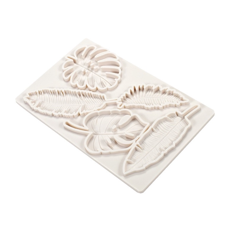 khuôn silicon lá trang trí bánh khuôn màu trắng trong