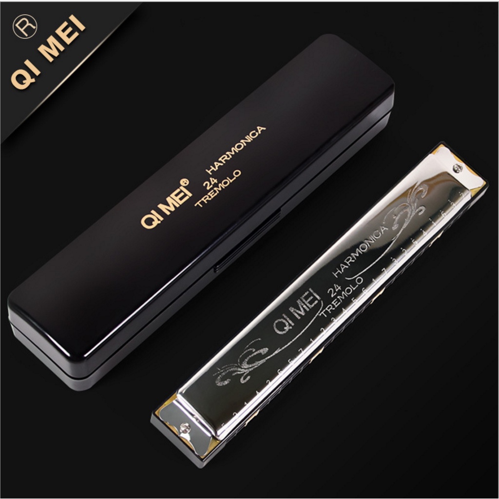 KÈN HARMONICA QI MEI 24 LỖ 2, NHẠC CỤ CHO HỌC SINH, SINH VIÊN, DỄ SỬ DỤNG.