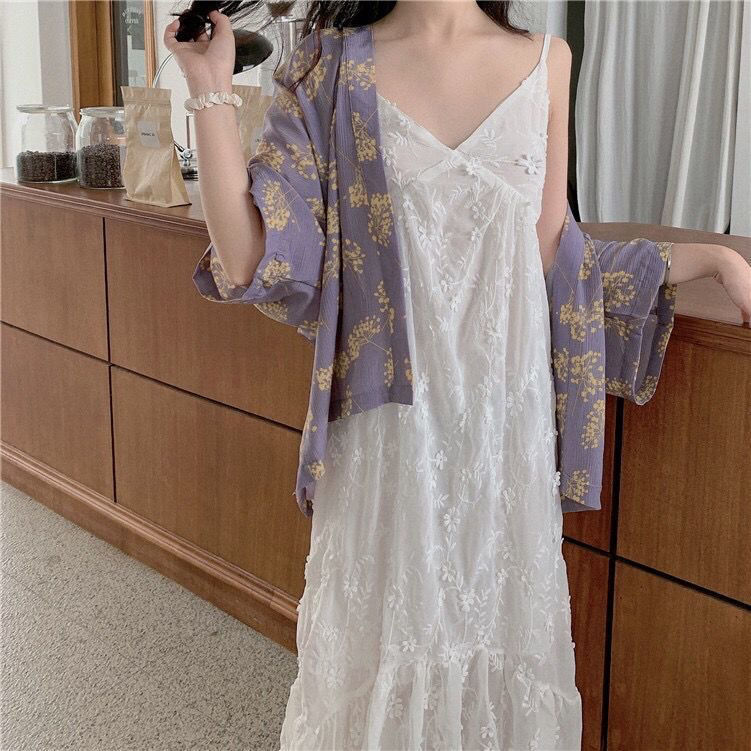 [LININ] Áo Khoác Sơ Mi Cardigan Mỏng Dài Tay Chống Nắng Dáng Rộng In Họa Tiết Hoa Phong Cách Nhật Bản Cổ Điển Thời Trang Mùa Hè Mới Dành Cho Bạn Nữ