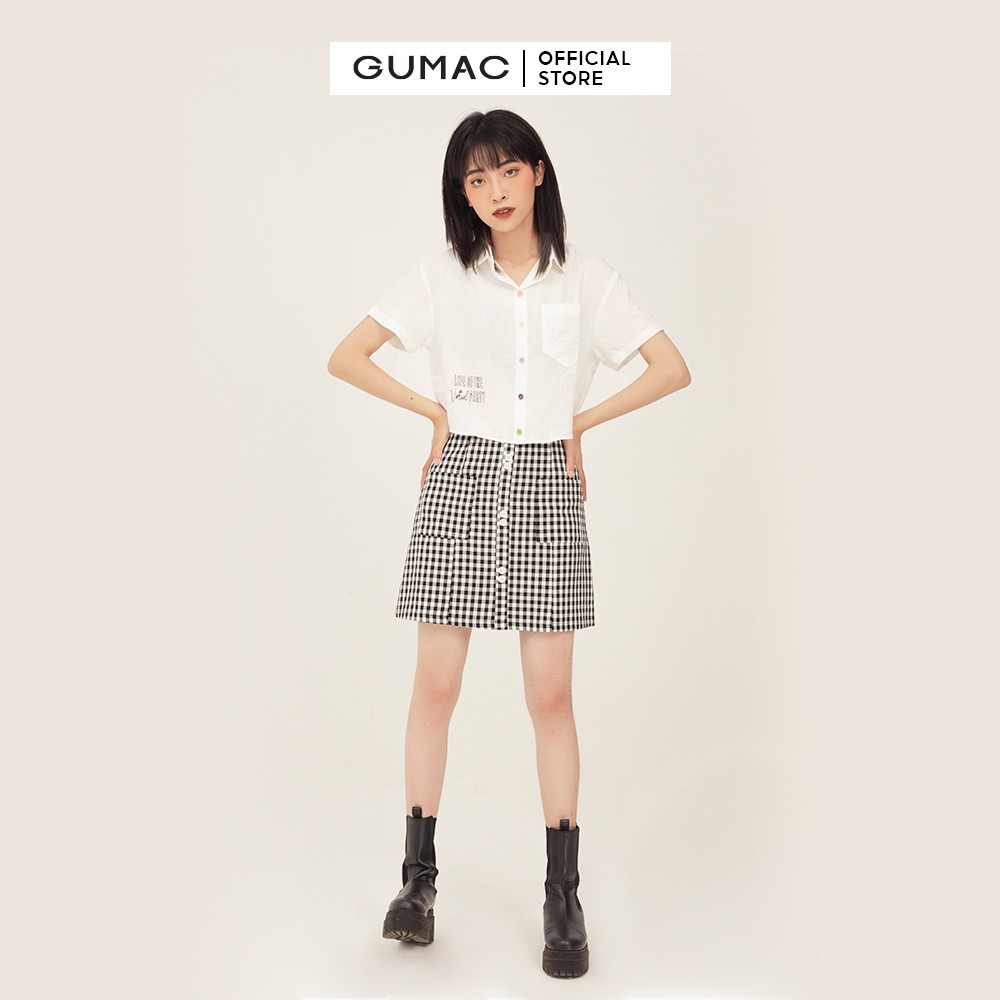 [Mã WABRGU55 giảm 15% đơn 149K] Chân váy nữ sọc caro GUMAC dáng chữ A, màu đen phong cách basic VB326 | BigBuy360 - bigbuy360.vn