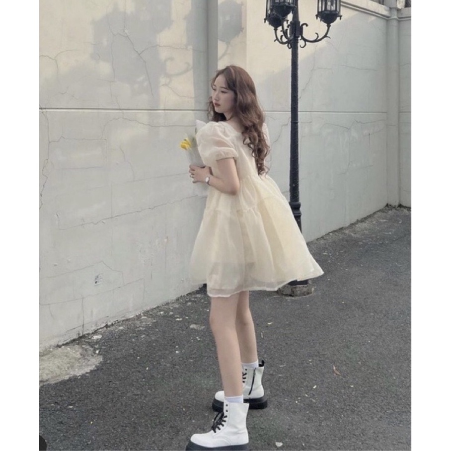Váy Babydoll Ba Tầng Tơ Voan Tay Phồng Phong Cách Tiểu Thư Mã 281 | BigBuy360 - bigbuy360.vn