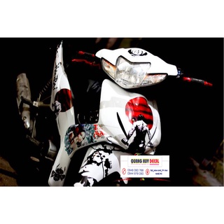 Tem trùm xe wave rsx samurai trắng đỏ đen - Độ dán team trùm decal xe máy wave rsx samurai trắng đỏ đen - Team trùm deca