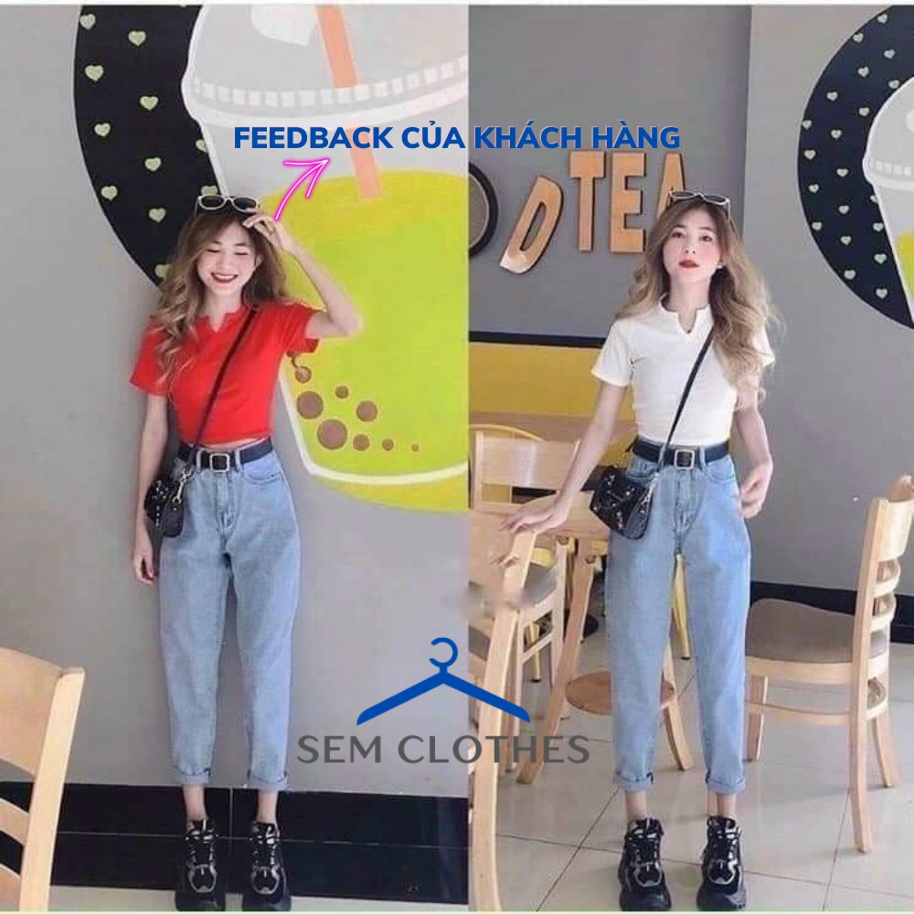 Quần jean nữ baggy lưng cao xanh nhạt ống suông nam nữ unisex Q04 SEM CLOTHES | WebRaoVat - webraovat.net.vn