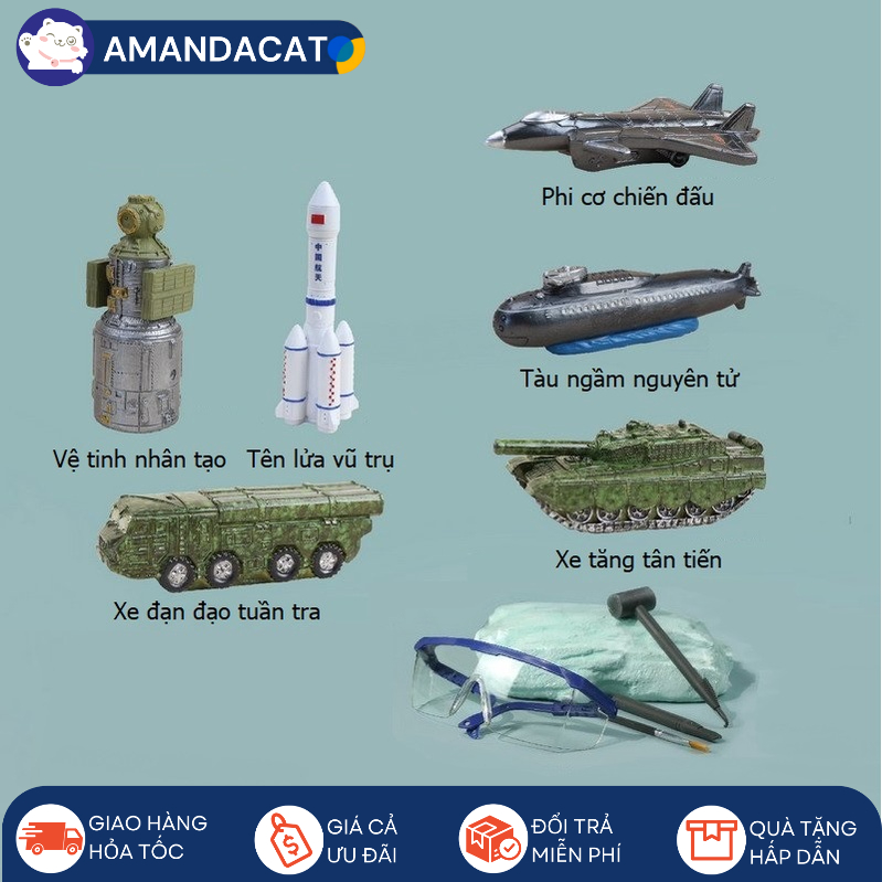 [Hàng Mới Sẵn HCM] Đồ chơi đào đá khám phá khoa học, du hành vũ trụ, vệ tinh, tàu ngầm, xe tan//.k, phi c//ơ cho bé trai