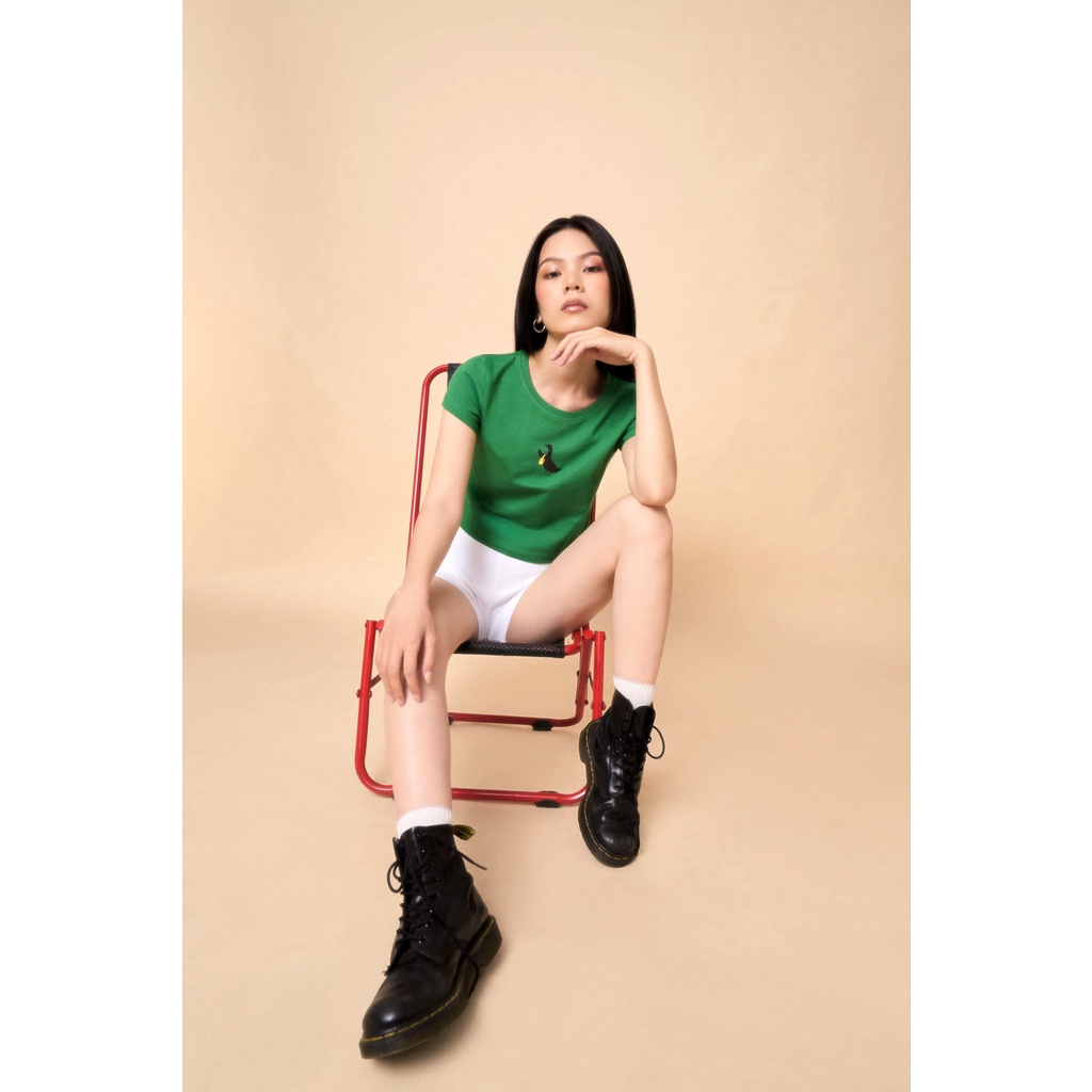 Greenstuffs-Áo thun nữ tay ngắn Greenstuffs in/thêu hình vịt