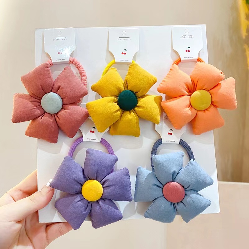 Dây Buộc Tóc Co Giãn Tốt Họa Tiết Kẻ Sọc/ Hoa Thời Trang Cho Bé Gái