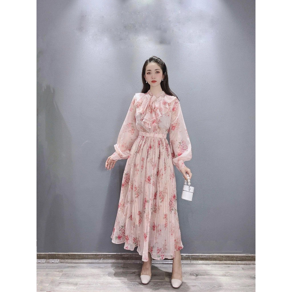 Váy hoa cổ nơ