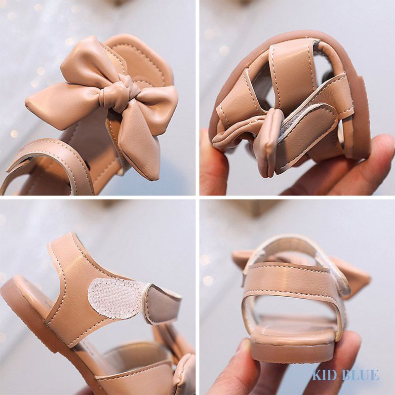 Giày Sandal Quai Dán Đế Mềm Chống Trượt Phối Nơ Xinh Xắn Dành Cho Bé Gái
